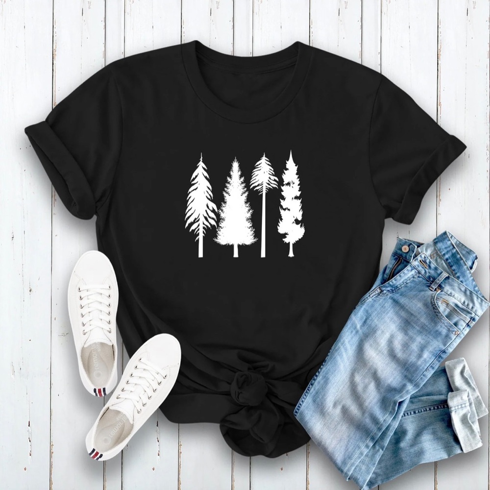 Forest Project, Pine Forest Black and white tree t shirt